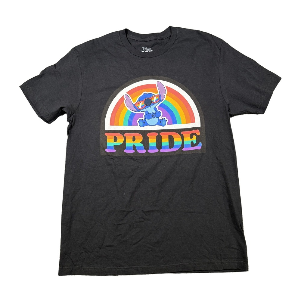 Disney Pride Collection Stitch Rainbow Black Graphic T-Shirt Mens Medium NWOT